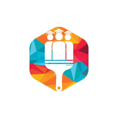 Sanat eğitimi vektör logosu tasarımı. Eğitim boya fırçası ikonu tasarımı.