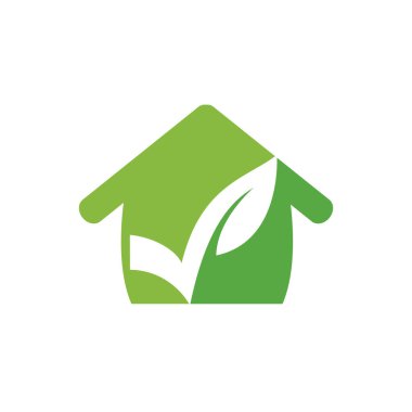 Organik logo şablonu çizimi. Yaprağı ev simgesi logo tasarım şablonu ile kontrol et.