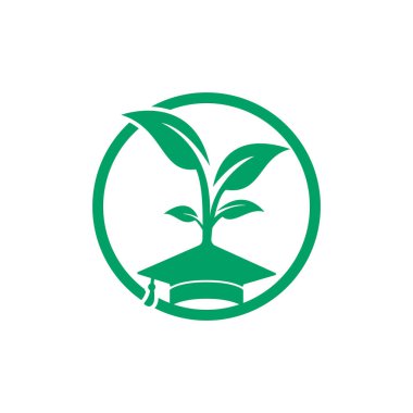 Yaratıcı modern doğa eğitim logosu tasarımı. Mezuniyet başlığı ve ağaç simgesi logosu.