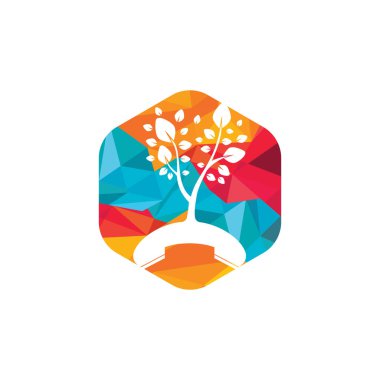 Doğanın vektör logosu tasarımı. El-set ağaç simgesi tasarım şablonu.