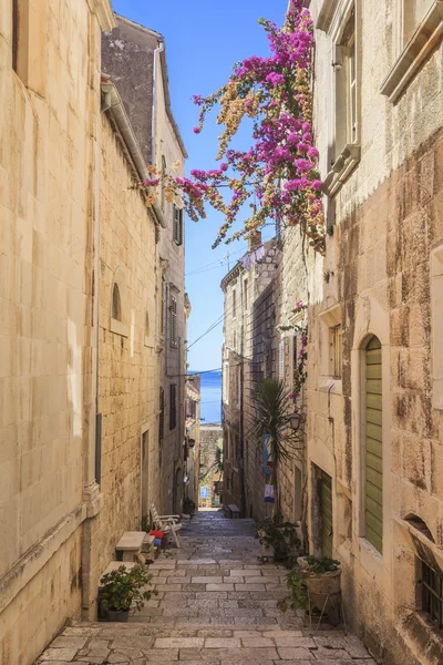 De smalle straat van korcula, korcula eiland in Kroatië Rechtenvrije Stockafbeeldingen