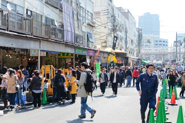 Vista de rua no mercado de Tsukiji — Fotografia de Stock