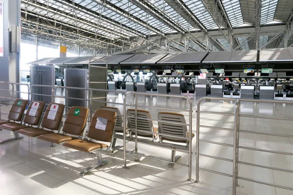 泰国曼谷 2020年11月25日 在Covid 19流行病流行期间 苏瓦纳布机场的空气 没有乘客因为科罗纳威斯流感大流行和机场关闭 — 图库照片
