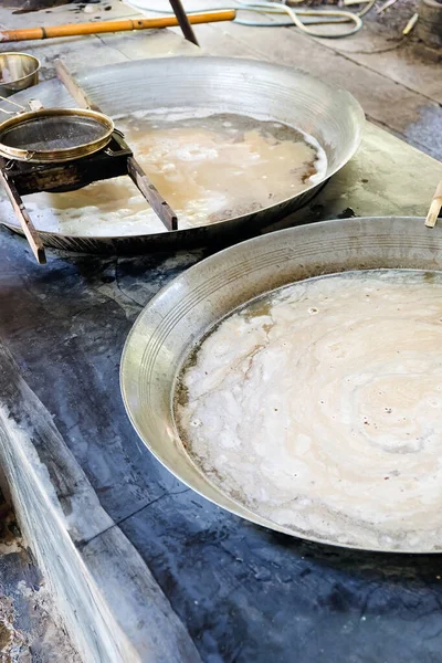 Processo Fazer Açúcar Palma Pelo Método Tradicional Tailandês — Fotografia de Stock