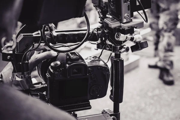 Detail Van Video Camera Film Crew Productie Achter Schermen Achtergrond — Stockfoto