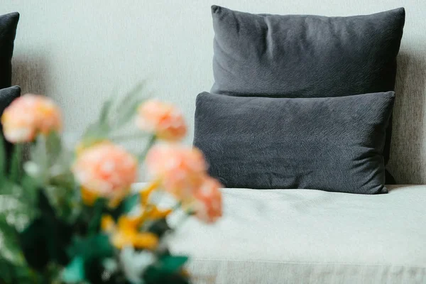 Detailbild Von Kissen Auf Sofa Modernes Wohnzimmer — Stockfoto