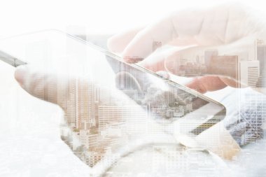 Cityscape ve akıllı telefon çift pozlama