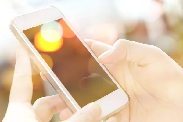 Exposición múltiple del teléfono inteligente y Bokeh — Foto de Stock