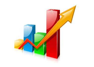 Büyürken ok ile cam gibi renkli grafik