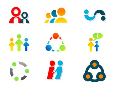 Renkli logo tasarım öğeleri.