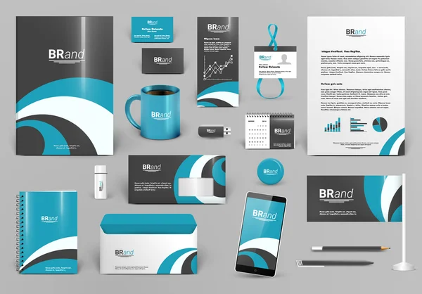 블루 럭셔리 브랜드 디자인 키트입니다. 프리미엄 기업 정체성 서식 파일. — 스톡 벡터