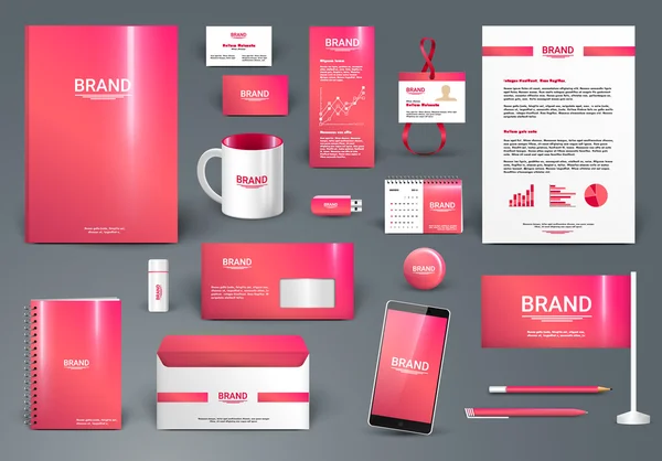 Červené luxusní značky design kit. Identita šablony pro spa, obchod, butik, lékařské nebo kosmetický salon. — Stockový vektor