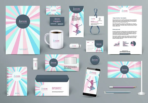 Professionele branding ontwerp Kit voor schoonheidssalon, vrouw mode slijtage huis of cosmeticawinkel, Kid Shop, medisch centrum. — Stockvector