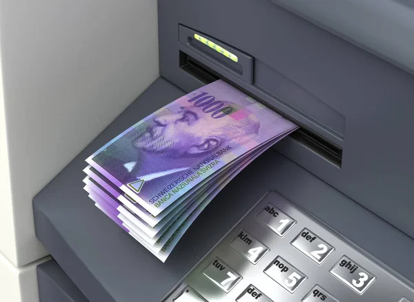 Withdrawal Swiss Franc Atm Royalty Free Stock Images