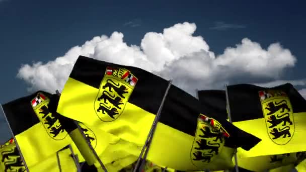 Hullámzó Baden Wurttemberg State Flags Zökkenőmentes Alfa Csatorna — Stock videók