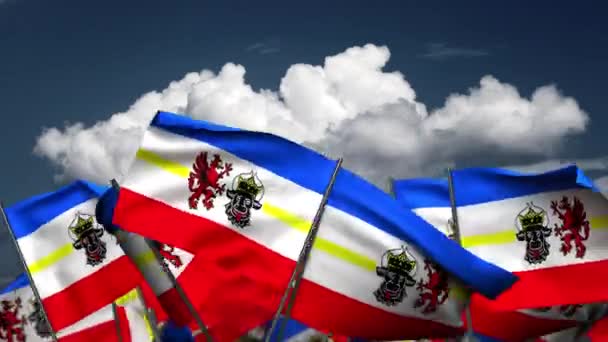 Integető Mecklenburg West Pomerania Flags Zökkenőmentes Alfa Csatorna — Stock videók