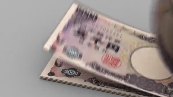 Подсчет японской йены — стоковое видео