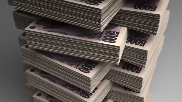 Stapel van Japanse yen — Stockvideo