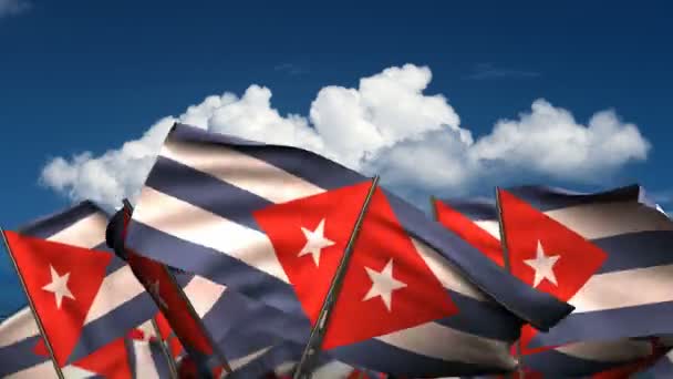 Ondeando banderas cubanas — Vídeos de Stock