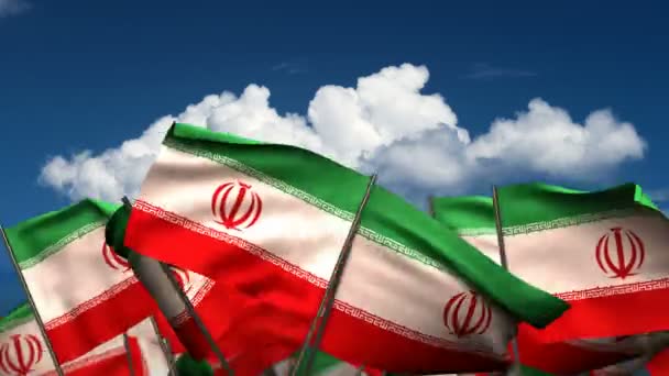 Bayraklar sallayarak El İran — Stok video