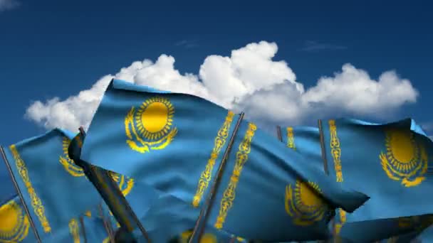 Waving Kazakh Flags — Stock Video