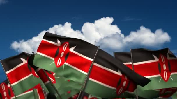 Keniaanse vlaggen te zwaaien — Stockvideo