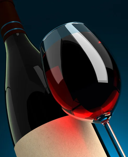 Wineglass dan Botol Closeup — Stok Foto