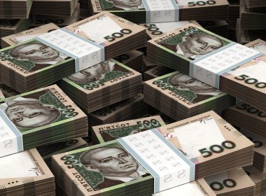 Ukraynalı Hryvnia yığını