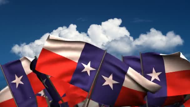 Ondeando banderas estatales de Texas — Vídeos de Stock