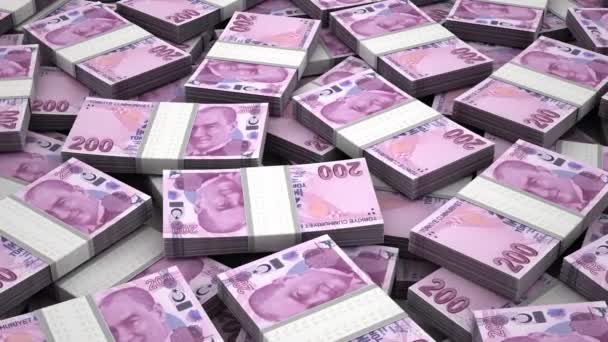 Stapel türkischer Lira — Stockvideo