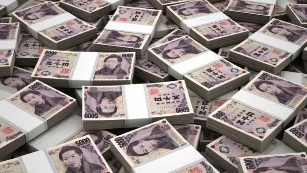 Pila de Yen japonés — Vídeo de stock