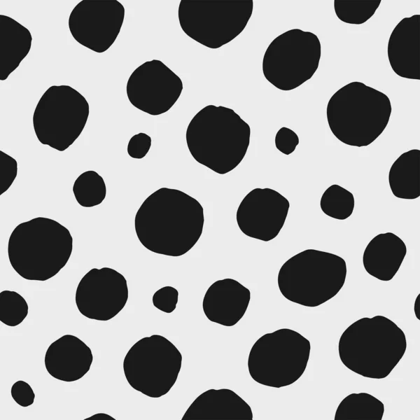 Abstract Hand Drawn Vector Seamless Pattern Black White Polka Dot — Stock Vector