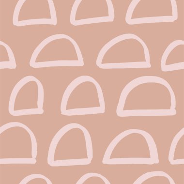 Soyut vektör el çizimi kusursuz desen. Yuvarlak geometrik şekiller arka plan. Yarı daire karalama arkaplanı