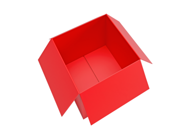 Kırmızı karton kutu aç, şeffaf arkaplan