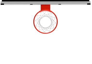 Üst Manzara. Beyaz arka planda sepeti olan basketbol tahtası.