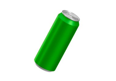 Beyaz arkaplanda yeşil soda kutusu