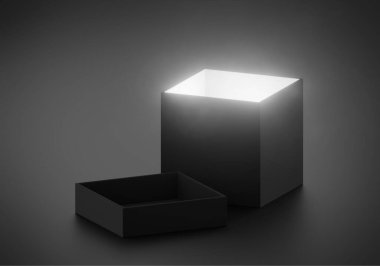 Işık ışınlarıyla açılan gizemli sihirli kutu, yüksek kontrastlı görüntü