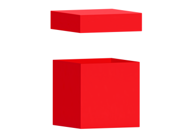 Beyaz arkaplanda izole edilmiş kırmızı kutuyu aç. Tasarım için parlak ürün paketi, şeffaf arkaplan