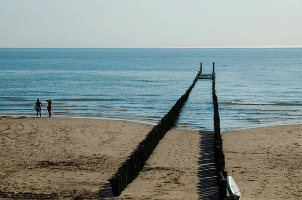 Westkapelle Netherlands August 2019 Beaches Town Wide Clean Long Rows — Stock Photo, Image