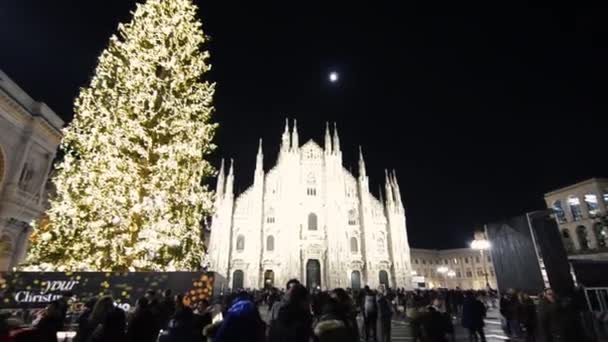 Mailand Lombardei Italien Dezember 2017 Nachtleben Auf Der Piazza Del — Stockvideo