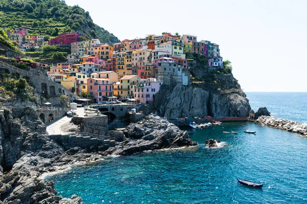 Manarola Ligúria Itália Junho 2020 Uma Vista Incrível Aldeia Beira — Fotografia de Stock