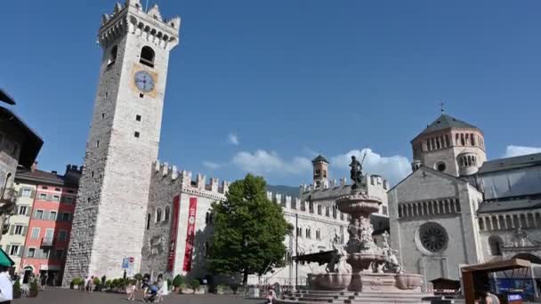 Trento Itálie Červen2021 Pěkný Náklon Záběrů Hlavního Náměstí Jako Důkaz — Stock video