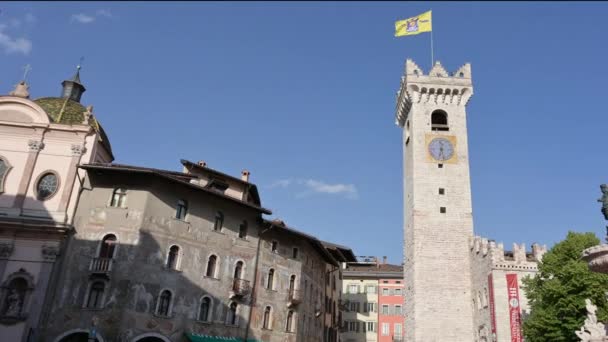 Trento Italy June 2021 Beautiful Pan Footage Main Square Overlook — Stock Video