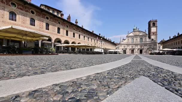 Vigevano Lombardía Italia Julio 2021 Imágenes Panorámicas Plaza Del Duomo — Vídeo de stock