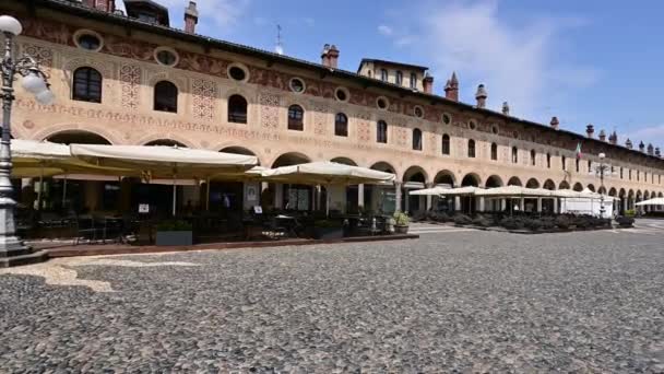 Vigevano Lombardía Italia Julio 2021 Imágenes Panorámicas Plaza Del Duomo — Vídeo de stock