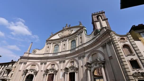 Vigevano Lombardia Itália Julho 2021 Panela Filmagem Fachada Catedral Com — Vídeo de Stock