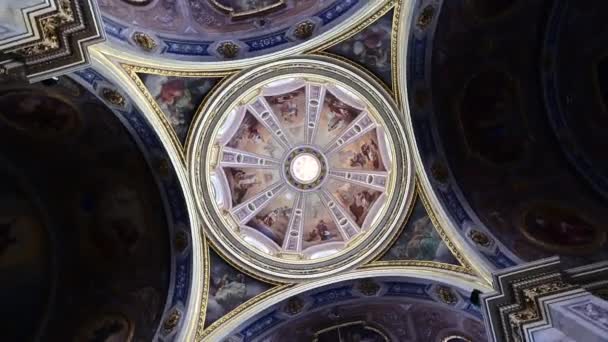 Vigevano Lombardia Olaszország 2021 Július Forgóforgatás Varázslatos Katedrális Páncéltermében Fényesen — Stock videók