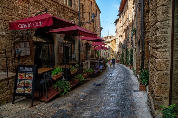 Volterra Toskania Włochy Sierpień 2020 Aleja Historycznej Miejscowości Charakteryzująca Się — Zdjęcie stockowe