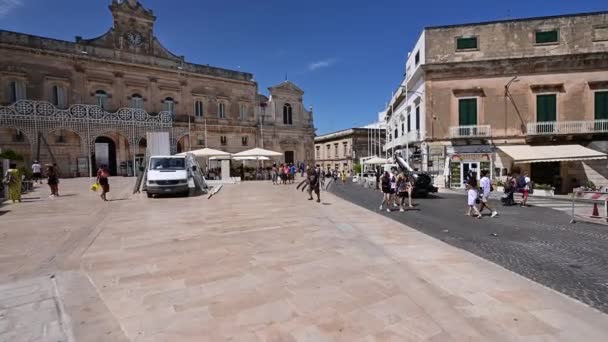 Ostuni Puglia Itálie Srpen 2021 Pov Záběry Piazza Della Libert — Stock video