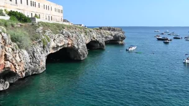 Santa Maria Leuca Puglia Itália Filmagem Estática Incrível Das Cavernas — Vídeo de Stock